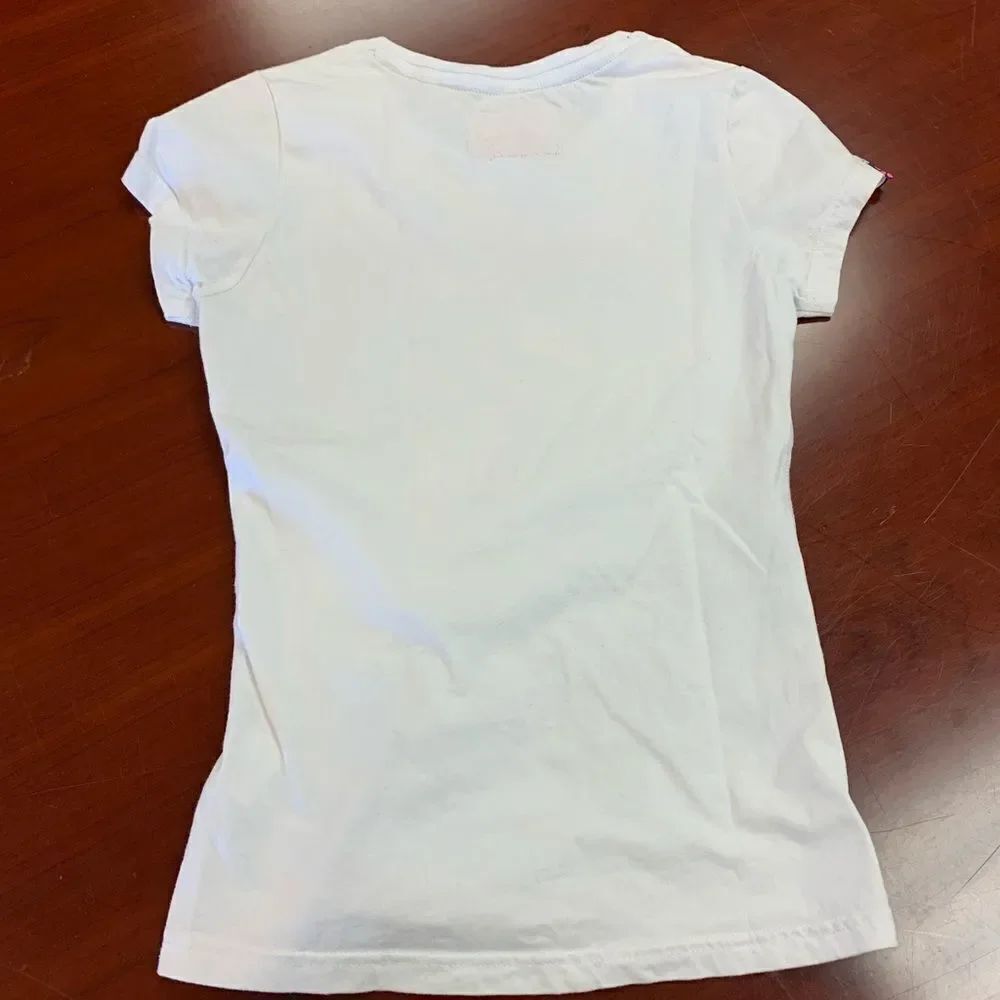 Super Dry White Tropical Surfer Ladies T-Shirt sz 4 EUC - Picture 5 of 5